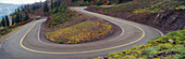 Curvy mountain road in the Mt. Baker Snoqualimie National Forest near Mt. Baker, Whatcom County, Washington, Curving mountain road, Whatcom County, Washington
