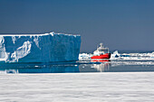 Tabular Iceberg and cruiseship, Weddell Sea, Antarctica