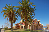 Palm trees Kelso Depot Visitor Ctr, Kelso Station, Union Pacific Railway, Mojave Desert, California, USA, America