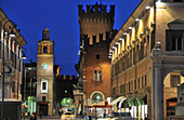 Palazzo Comunale am Piazza Cattedrale im Abendlicht, Palazzo Municipale, Ferrara, Emilia Romagna, Italien