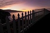 Picket Fence and Sunrise on Coast, California, USA