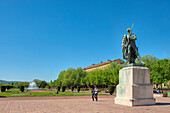 Esplanade gardens with Ney statue, Metz, Lorraine, France, Europe