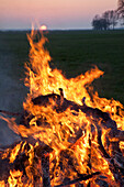 Easter bonfire at sunset, Michaelsdorf, Bodstedter Bodden, Darß, Fischland-Darß-Zingst, Mecklenburg-Vorpommern, northern Germany