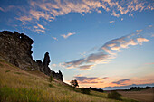 Teufelsmauer at dusk, Harz mountains, Saxony-Anhalt, Germany, Europe