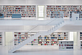 Stairway inside of the new public library Stuttgart, Baden-Wuerttemberg, Germany, Europe