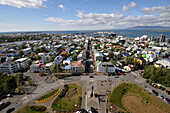 Blick von der Hallgrims Kirche auf die Stadt, Reykjavik, Island, Europa