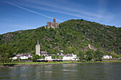 Burg Liebenstein thront über dem Rhein, Kamp Bornhofen, Rheinland-Pfalz, Deutschland, Europa