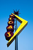 USA, Nevada, Las Vegas, Downtown, Fremont Street East, Vegas neon sign, evening