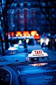 taxi, traffic, transport, cars, night, France, Paris
