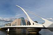 Samuel Beckett Bridge is a cable-stayed bridge in Dublin that joins Sir John Rogerson´s Quay on the south side of the River Liffey to Guild Street and North Wall Quay in the Docklands area  The architect is Santiago Calatrava, a designer of a number of in