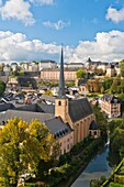 architecture , blue , building , city , cityscape , color image , Copy space , day , Europe , Luxembourg , outdoor , sky , vertical , V04-1583618 , AGEFOTOSTOCK 
