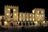Spain, Asturias, Gijon, Palacio de Revillagigedo 18th C by night