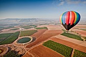 Hot air balloon photographed in the Jezreel Valley, Israel