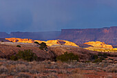 Approaching thunderstorm, The Needles, Canyonlands National Park, Utah, USA, America