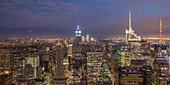 Top of the Rock, Panoramablick vom Rockefeller Center, Architekt Raymond Hood,  Manhattan, New York City, New York, USA