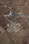 Aerial view of the Plataforma Solar research center, research facility Plataforma Solar, PSA, near Almeria, Andalucia, Spain