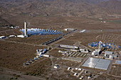 Aerial photo PSA, Plataforma Solar de Almeria, center for the research of solar energy by the DLR, German Aerospace Center, Almeria, Andalusia, Spain