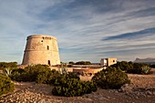 Torre d´en Rovira watchtower in Punta de sa Torre cape, Ibiza, Illes Balears, Spain