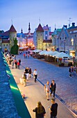 Viru Street, in background Viru Varav City Gate,Old Town,Tallinn,Estonia