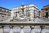The baroque Fontana Pretoria in the Piazza Pretoria, Palermo, Italy