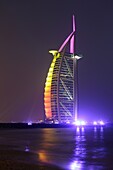 Burj Al Arab hotel at night, Dubai, United Arab Emirates  UAE
