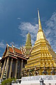 Thailand, Bangkok, Wat Phra Kaeo Complex Grand Palace Complex, Golden Chedi foreground