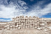 Bolivia, Salar de Uyuni, brick of salt.