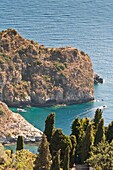 View of Capo Sant’ Andrea, Baia Dell’ Isola Bella, Taormina, Sicily, Italy