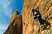 Climbers at Mallos de Riglos, Huesca, Aragon Spain