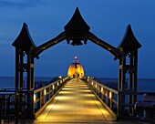 Pier at dusk, Germany, Mecklenburg Vorpommern, Island of Ruegen, Sellin