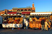 Dried fruit stalls Place Djemaa El Fna Marrakech Morocco