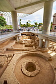 The ruins of old city under New Acopolis Museum, Athens, Greece