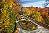 The garden of Ksiaz castle, Sudeten Mountains, Silesia Region, Poland, Europe