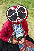 Peruvian in Tradional Wear, Weaving  Peru