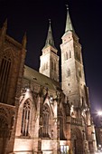 St  Sebald church, illuminated at night, Nuremberg, Germany