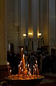 Georgia - Tbilisi - candles inside the Tsminda Sameba Cathedral