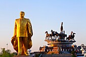 Golden statue of Niyazov in the Park of Independence, Berzengi, Ashgabat, Turkmenistan