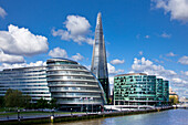 UK, London City, The City Hall Building and the Shard of Glass Skyscraper