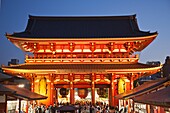 Japan,Tokyo,Asakusa,Asakusa Kannon Temple,Hozomon Gate and Temple Pagoda