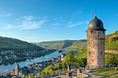 View at Zell with round tower, Moselle, Rhineland-Palatine, Germany