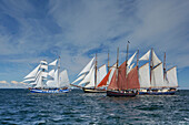 Sailing ships on Baltic Sea, Rostock, Warnemuende, Mecklenburg Western Pomerania, Germany, Europe