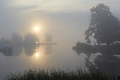 Lake Schweriner See at sunrise, Schwerin, Mecklenburg Western Pomerania, Germany, Europe