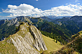 Ammergau range seen from Tegelberg, Tegelberg, Ammergau range, Allgaeu, Swabia, Bavaria, Germany