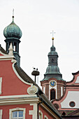 Kirchturm und Dach des Rathauses, Barockstadt Ettenheim, Ortenau, Schwarzwald, Baden-Württemberg, Deutschland, Europa