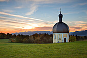 St. Veits chapel at sunset, Wendelstein, Upper Bavaria, Germany, Europe
