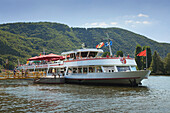 Excursion ship, near Cochem, Mosel river, Rhineland-Palatinate, Germany