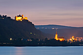 Schoenburg castle and Liebfrauenkirche, Oberwesel, Rhine river, Rhineland-Palatinate, Germany