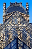 Pyramid of Louvre Museum  Paris  France.