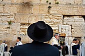 Orthodox Jew praying by the Wailing Wall ´Western Wall´ , Jerusalem  Israel.