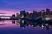 Canada, British Columbia, Vancouver, city view and Canada Place from Coal Harbour, dawn